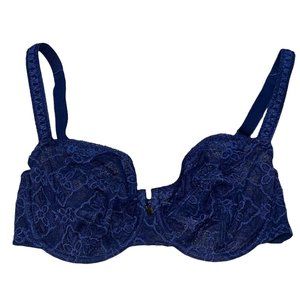 Barbara Paris Sz 34D Blue Lace Bra #178533